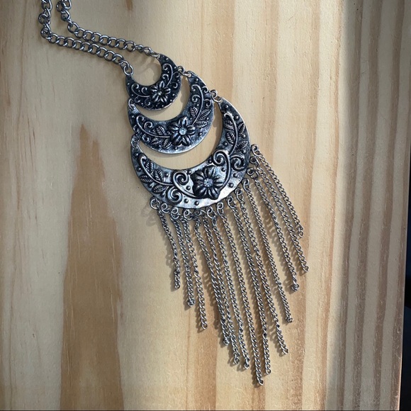 Metal Boho Adjustable Necklace with Fringe - Picture 2 of 3